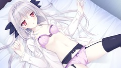 Stockings blush long hair bra gray hair game cg underwear 