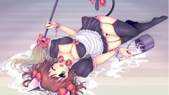 Stockings green eyes maids animal ears cleavage hentai