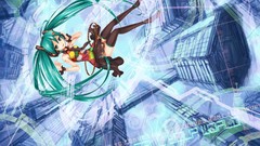 Stockings hatsune miku vocaloid green hair twintails