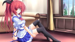 Stockings indoors redheads school