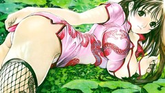 Stockings long hair anime girls brunettes tenjou tenge natsume 