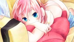 Stockings pink hair anime girls blue eyes vocaloid megurine 
