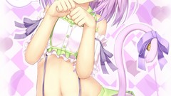 Stockings skirts anime girls nekomimi animal ears purple hair 