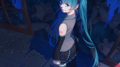 Stockings skirts blue hair anime girls blue eyes hatsune miku 