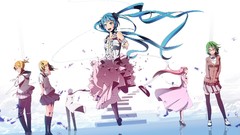 Stockings skirts scarfs blush smiling anime girls hatsune miku 