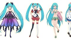Stockings smiling anime girls school uniforms hatsune miku 