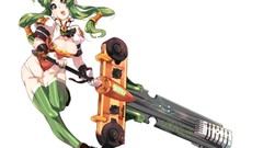 Stockings tattoos long hair corset green eyes vocaloid green 