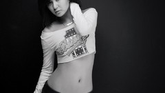 Stomach asians models Korean Simple Background Ryu Ji Hye