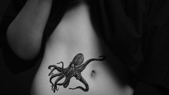 Stomach monochrome tattoos octopuses body parts