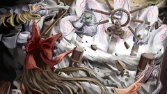 Stones Animals destruction fight snakes dress logs hats goddess 