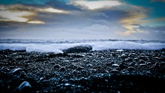 Stones coast Beaches depth of field sea shorelines