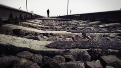 Stones dark railway railroad tracks