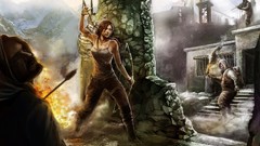 Stones fire woman weapons smoke arrows tomb raider lara croft 