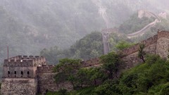 Stones fog Trees Mountains Great Wall of China Castles mist the 