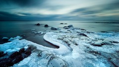 Stones gray sky cold ice coast Captivity gloomy