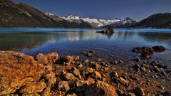 Stones Mountains land rocks lakes reflections