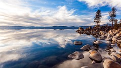 Stones nature clouds coast lakes