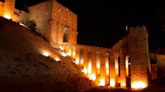 Stones night light castle buildings syria man-made