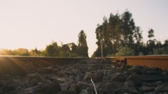 Stones skies railroad tracks focused