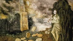 Stones symbolism flute Towers artwork stairways surreal art 