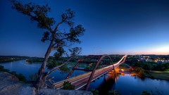 Stones Trees lights modern Bridges cities rivers long exposure