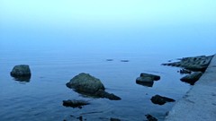 Stones water calm evening Seaside