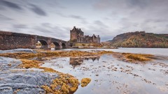 Stones water cold vegetation Bridges castle arches