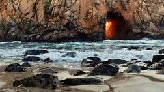 Stones water Mountains ocean