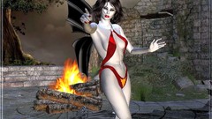 Stones woman bonfire brunettes 3D girls