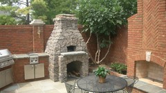 Stones Wood pizza oven backyard workspace patios (arcitecture)