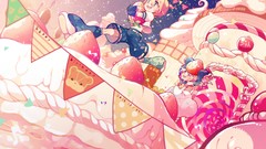 Strawberries cakes blondes green eyes short hair vocaloid 