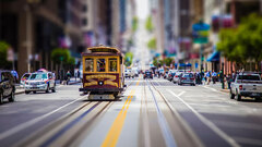 street Car road City tilt-shift cityscape San Francisco tram