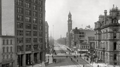 Street monochrome USA buildings historic towns old photography