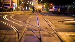 Street urban railroad tracks