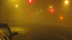 Streets cars fog