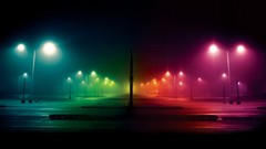 Streets lights multicolor rainbows