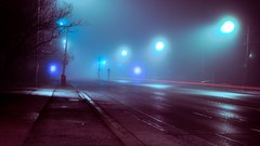 Streets night mist roads