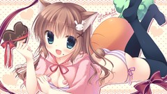 String anime girls bra nekomimi animal ears ecchi cleavage 