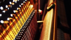 String piano bokeh golden