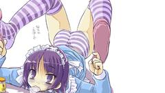 Striped lingerie anime girls