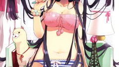 Striped lingerie blush anime