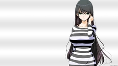 Stripes anime girls green eyes kamikaze explorer huge boobs