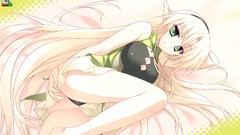 Studio blondes long hair anime girls green eyes underwear 