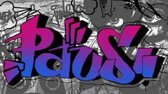 Style blue wall spray text purple graffiti Los Angeles rap 