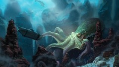 Submarine Monsters underwater Sharks creatures fantasy art 