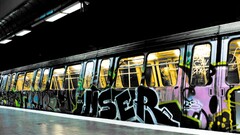 subway train vehicle graffiti