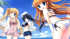 Summer Beaches anime girls blue eyes swimsuits