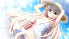 Summer dress hats blondes long hair anime girls tsukasa game cg 