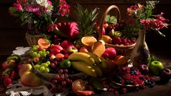 Summer food harvest fruits