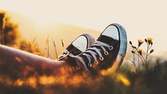 Summer Shoes Plants Converse bokeh legs sunlight yellow flowers 